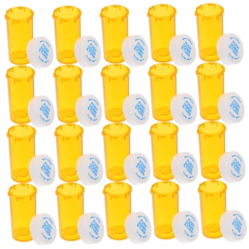 SOLUSTRE 25pcs Empty Medicine Bottle Pp Travel Pill Box Pill Container Organizer Child-Proof Cap