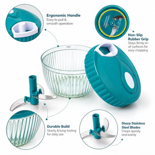 Image of Plastic Manual Vegetable Chopper for Kitchen Use, Vegetable Cutter for Kitchen, Onion Cutter, Onion Chopper (Crystal Wave Green - 550 ml)