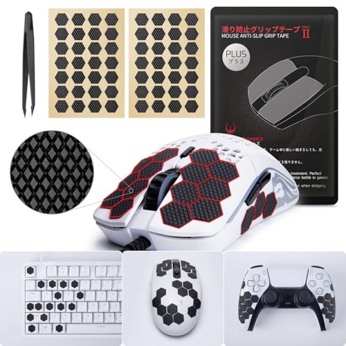 [Grip Upgrade] HOTLINEGAMES 2.0 Plus DIY Hexagon Version Gaming Mouse Grip Tape, Professional Mice Upgrade Kit,Sweat Resistant,Cut to Fit,Easy to Use