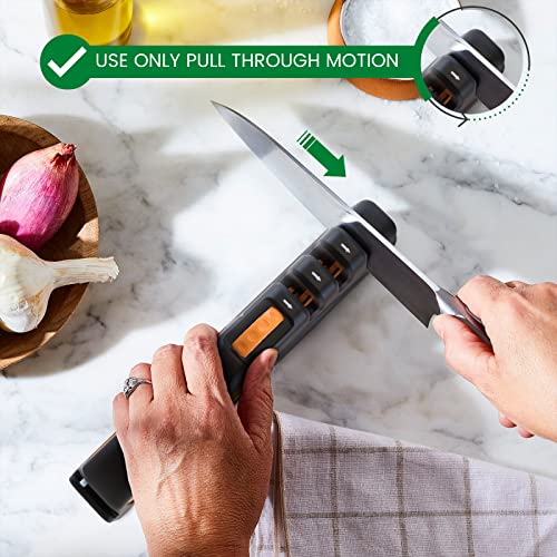 Orange Ninja Knife Sharpeners-5 Adjustable Sharpening Angle- Premium Quality Kitchen Knife Sharpener - Handheld Knife Sharpeners For Kitchen Knives & Pocket Knife Sharpener By Sharp Pebble #TOP3