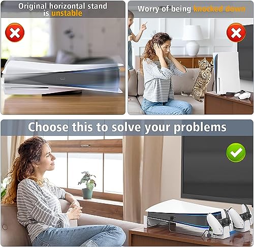 Image of New World for PS5 Horizontal Stand with 3-Level Cooling Fan and PS5 Controller Charger for PS5 Console, PS5 Cooling Station with PS5 Charging Station, Stand Horizontal for PS5 Accessories
