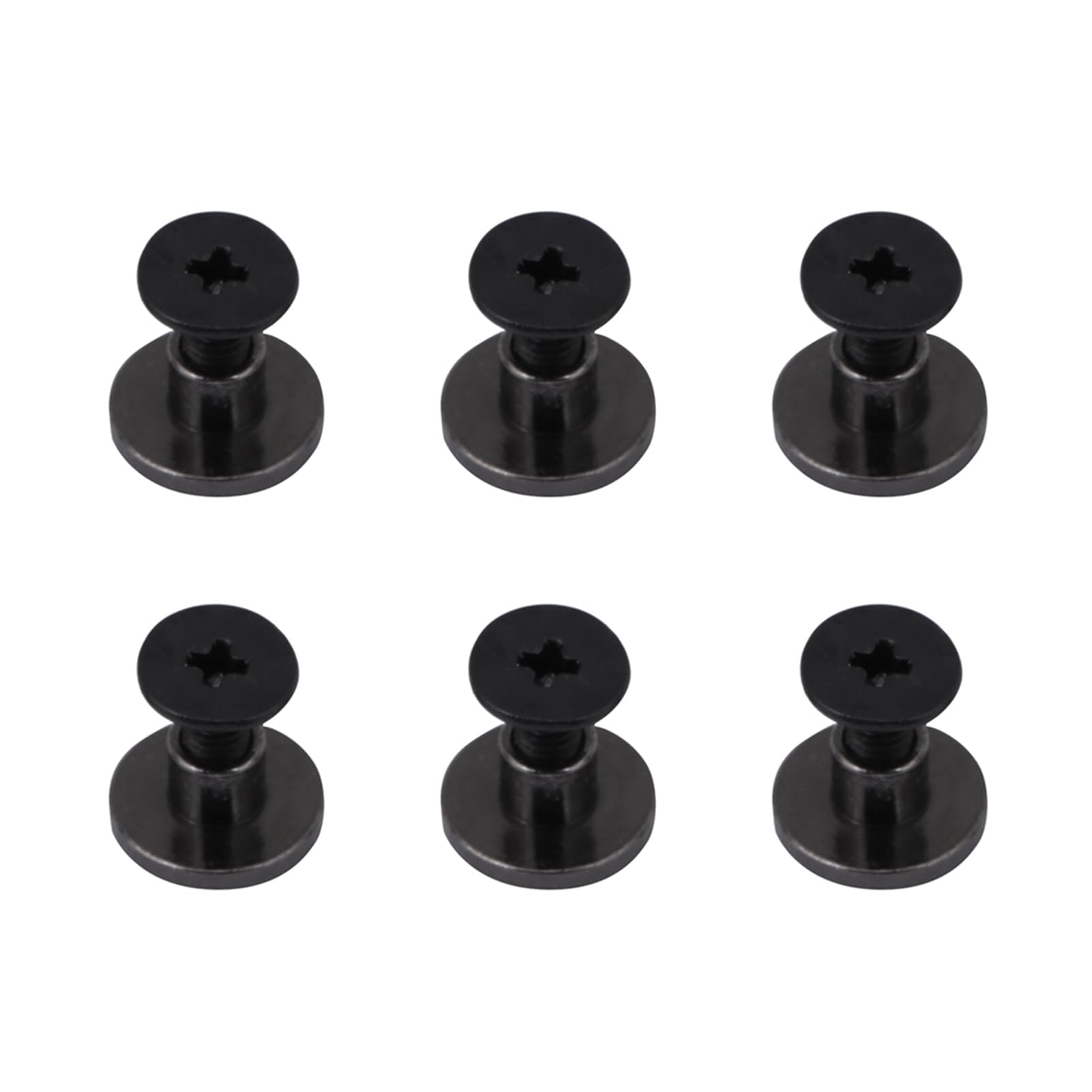 Pwshymi Brass Flat Head Belt Strap Rivets Screw Electroplated Black 20sets 5mm 8mm with Smooth Surface, for Bags, Shoes, Hats (5mm)