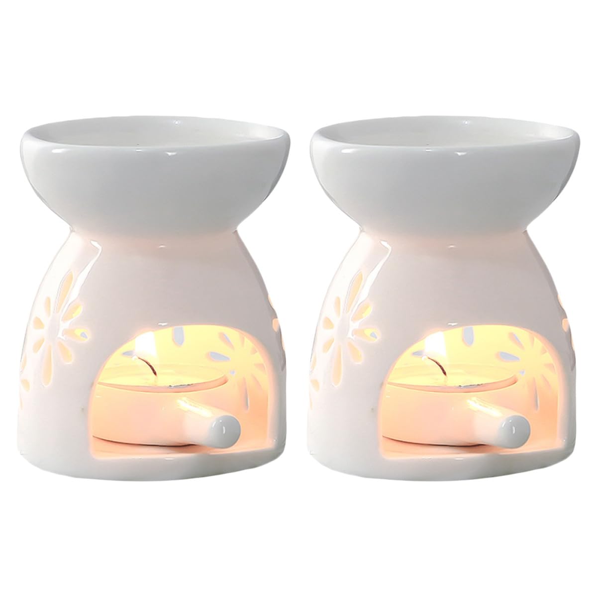 Brûleur D’aromathérapie en Céramique Blanc, Lot de 2