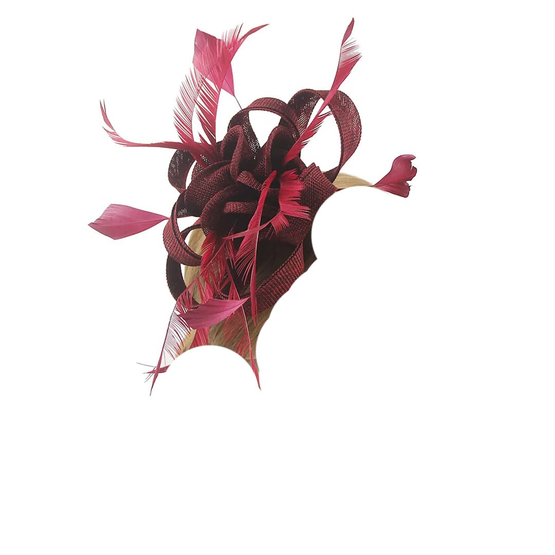 FBHappiness Women Tea Party Flower Fascinators Headband Hat Wedding Cocktail Feathers Ribbon Fascinator Hats