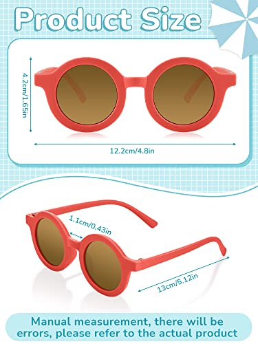 Dunzy 12 Pairs Kids Cute Round Sunglasses Toddler Kids Sunglasses Bulk Round Retro Glasses for Boys Girls Party Outdoor Eyewear, Age 3-102
