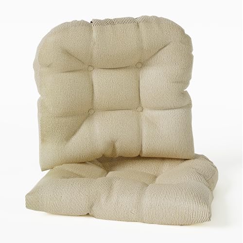Klear Vu Gripper Overstuffed Universal Non-Slip Dining Chair Cushions for Kitchen Decor or Office Use, U-Shaped Skid-Proof Seat Pad, 15x15 Inches, 2 Count (Pack of 1), Linear Stone Tan