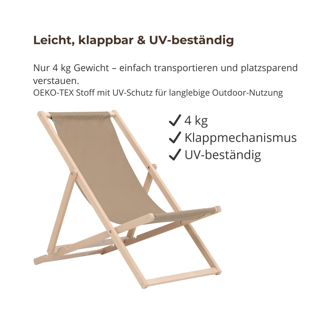 2er Se Liegestuhl klappbar Holz bis 120 kg t Sonnenliege Olive