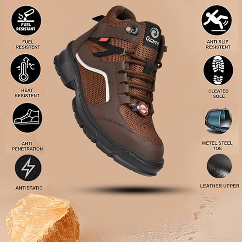 Image of Ozarro Steel Toe Safety Work Shoes | Premium Industrial | Anti-Slip & Steel Toe | Durable Construction | Comfortable Industrial Safety Shoes for Mens (S4463)