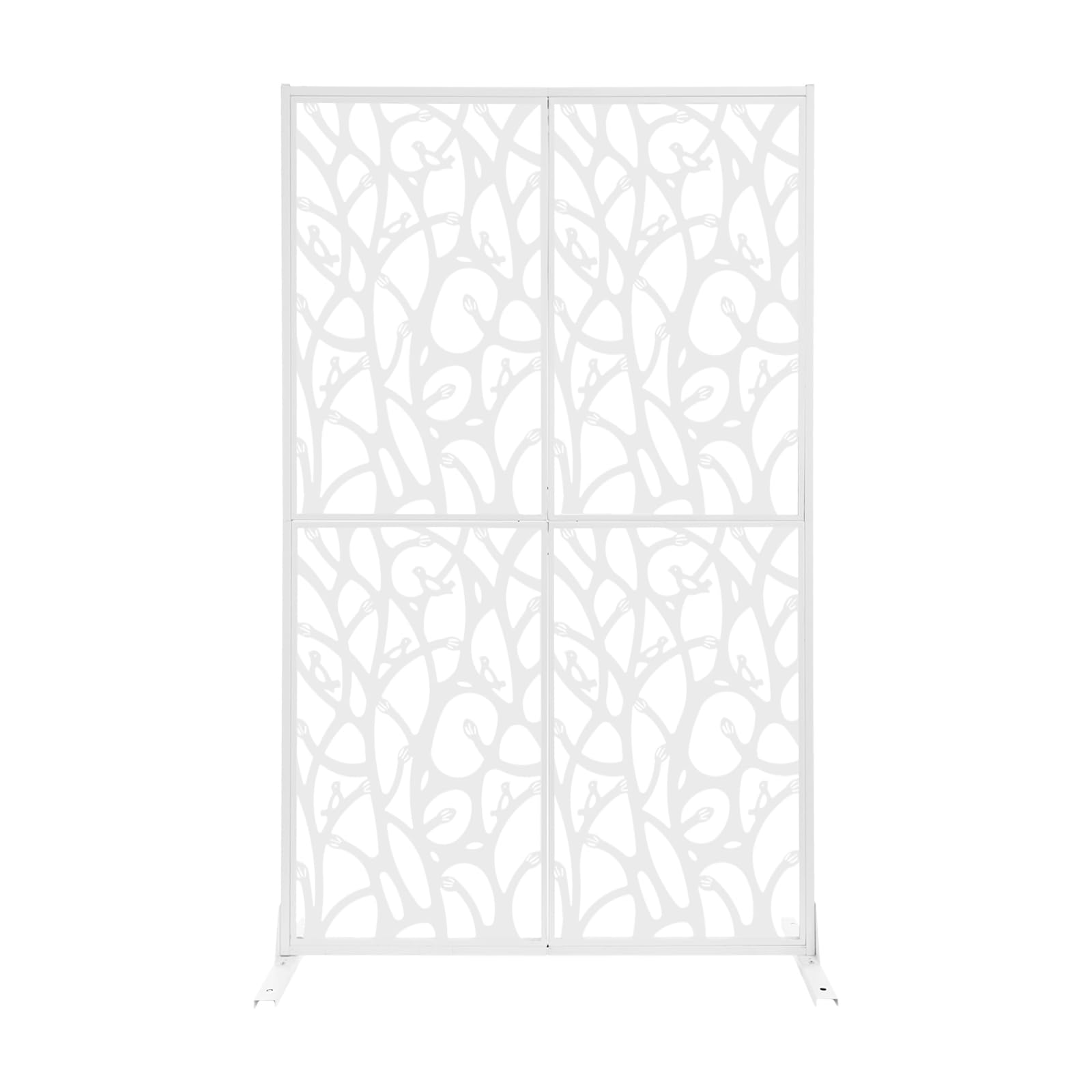 Osłona do użytku na zewnątrz i wewnątrz, wolnostojąca ścianka działowa, 115 x 40 x 183 cm, metalowy klosz do salonu i sypialni, biały