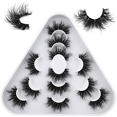 10D Mink Lashes Pack Eyelashes 22mm Dramatic Fluffy Full Volume Faux Mink Eye Lashes Pawotence 6 Pairs Soft Reusable False Eyelashes Pack