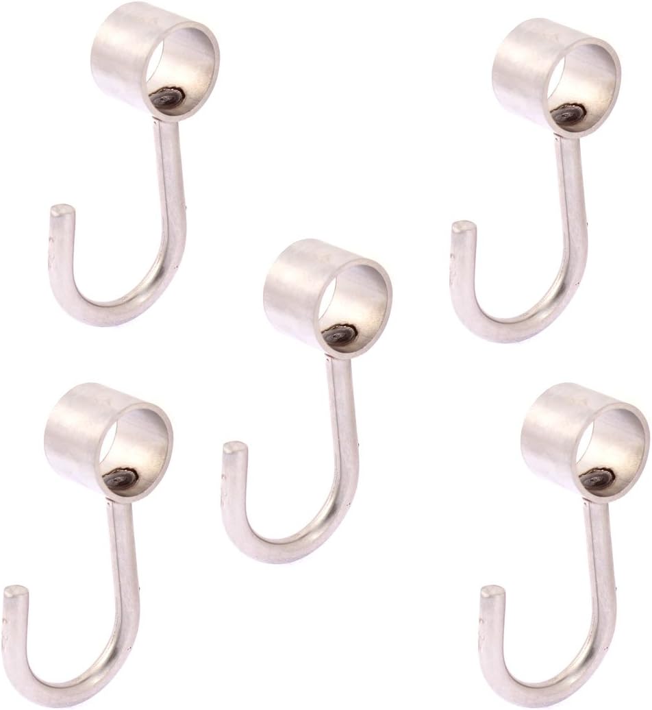 uxcell Bathroom 16mm Dia Rod Adjustable Clothes Coat Hook Hanger 5pcs