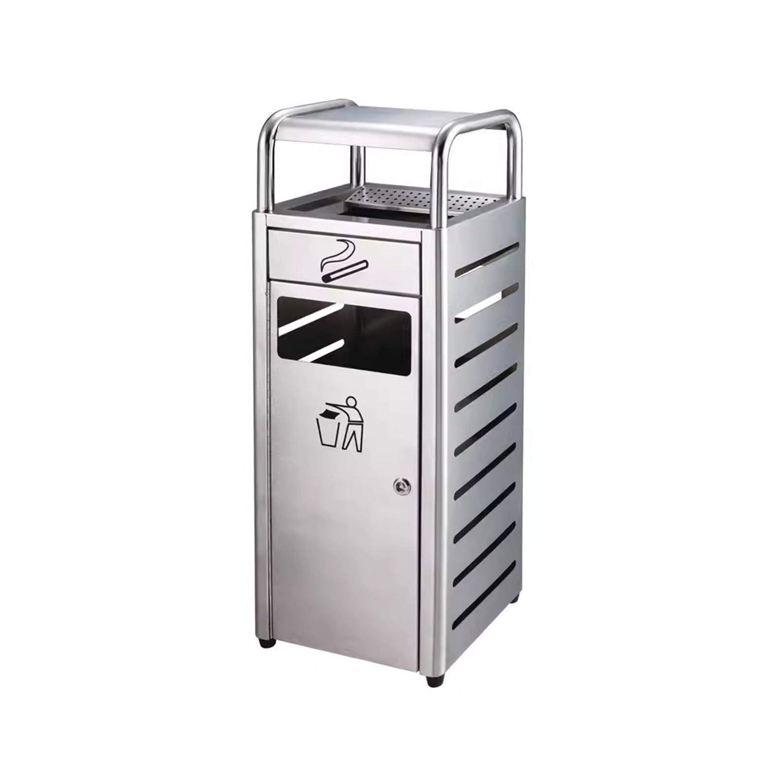DFEDHF Garbage Cans Vertical Ashtray Stainless Steel Cigarette Butt Column Outdoor Smoking Room Classification Smoke Ash Column Extinguisher Bucket Outside Trash Bin(A-One Size)