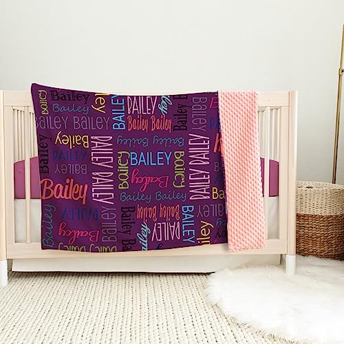 Image of Custom Baby Blanket - Personalized Names Design - Soft Plush Blanket with Double Layer Dotted Backing for Boys Girls Color10(47x60 inches)