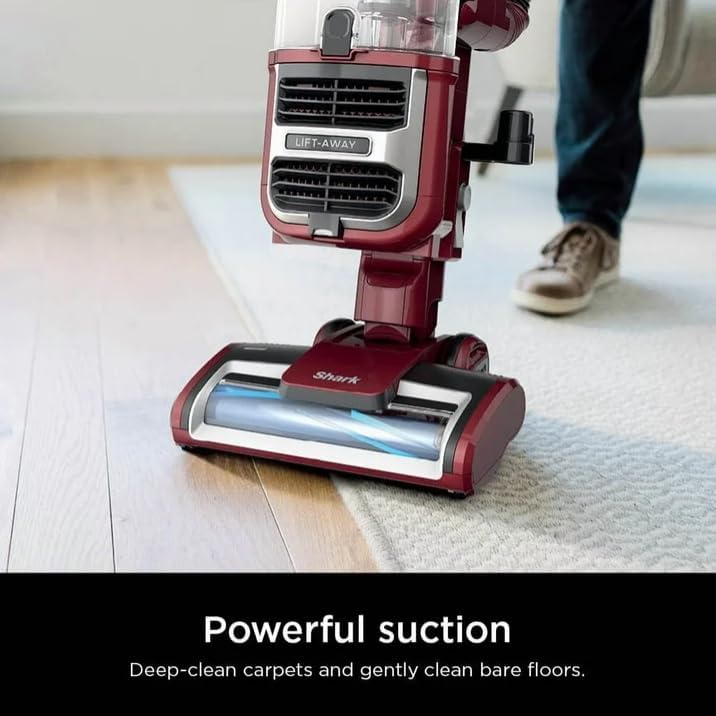 Sharks Upright Vacuum Cleaner with Lift-Away Portable Pod, Multi-Surface Suction, Self-Cleaning Brushroll, HEPA Filtration, Pet Hair Tools – Burgundy