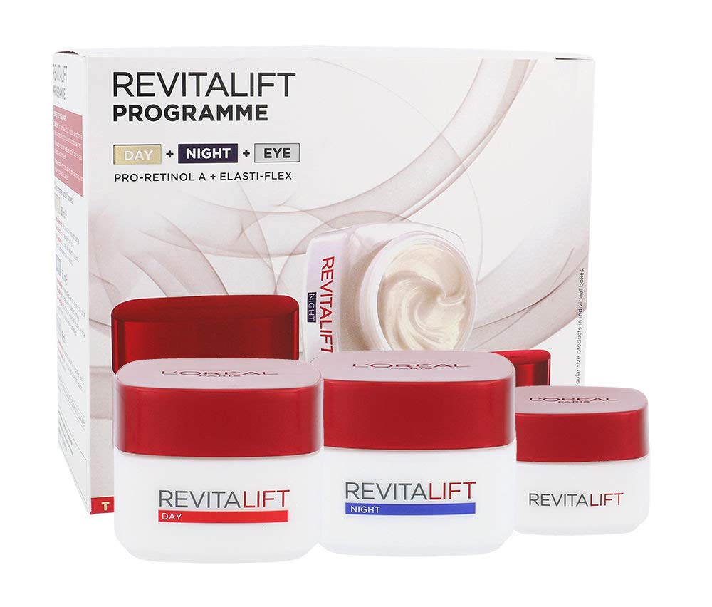L'Oreal Pflegeset Revitalift Program – Augencreme 15 ml, Tagescreme 50 ml, Nachtcreme 50 ml