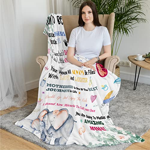 Domgoge New Mom Gifts to Be Mum Blanket Throw with Elephant Fleece Flannel First Time Promoted Mother Pregnancy for Postpartum Gender Reveal Mother's Day 130x152 cm - Image 4
