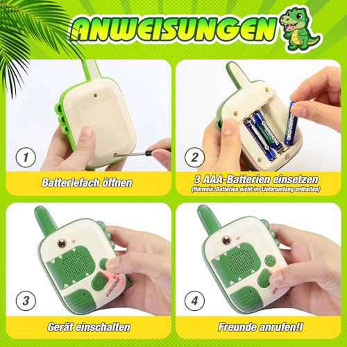 Walkie Talkie Kinder, Dinosaurier Spielzeug ab 3 4 5 6 7 8 Jahren Junge 3-8 Jahre Geschenkideen Walky Talky Weihnachten Geschenk Junge 3-8 Jahre Spiele für Jungen Funkgerät Kinderspielzeug Spielsachen
