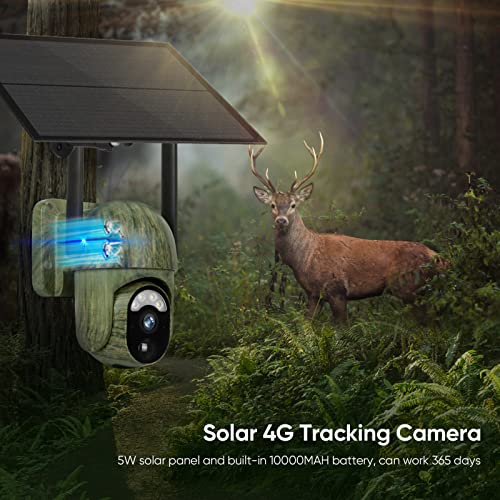Solar 4G Lte Cellular Trail Camera With 360° Ptz, Color Night Vision, Smart Alerts, And Ip66 Protection For Hunting And Security. Includes Sim Card. Ideal For Outdoor Game And Wildlife Monitoring #TOP3