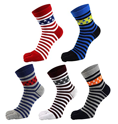 UBUMO Men's Toe Socks 5 Finger Crew Cotton (Pack of 4/5 / 6)