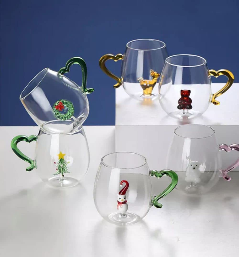 Christmas Glass Mug for Hot Drinks with Handles,Christmas Tree Cup 300 ML,Xmas Gift,Coffee Mugs, Tea Cups - Image 5