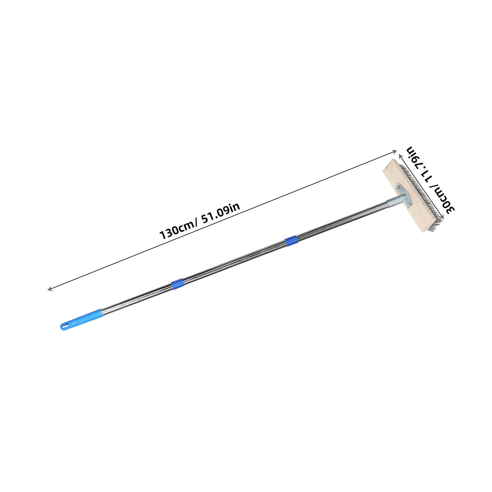 PLAFOPE Cepillo de Escoba de Alambre Resistente con cerdas de Acero Inoxidable y Mango Largo para Eliminar el Musgo. Escoba para Exteriores y Limpieza de Jardines.