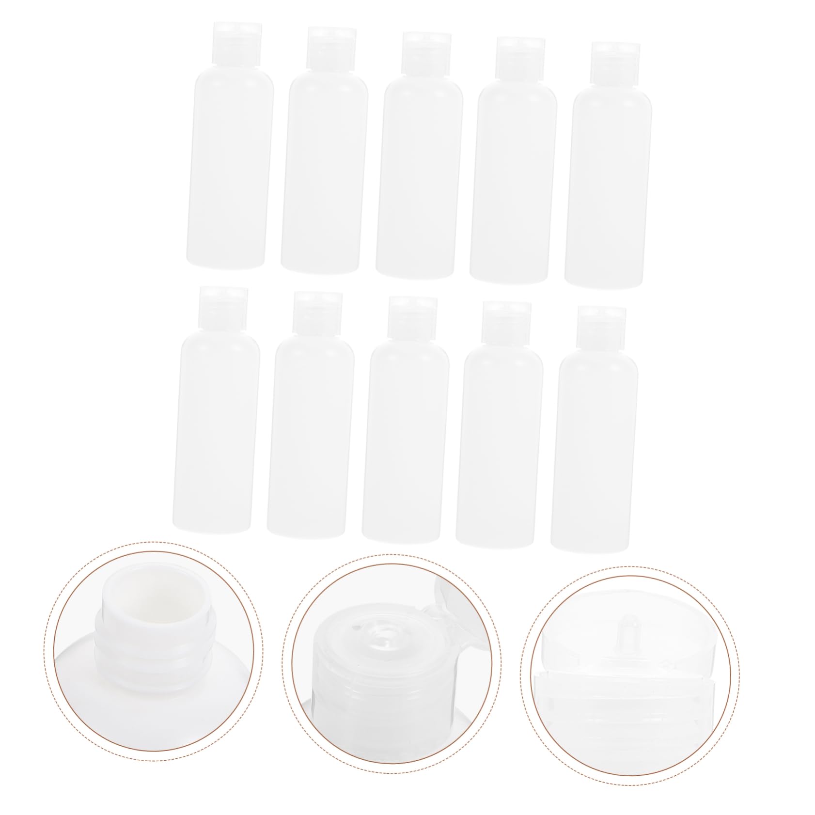 PACKOVE Bottiglie Vuote da Viaggio 100ml in Pe 50pezzi Bianche Coperchio a Scomparsa per Lozioni, Shampoo, Prodotti per Bagno