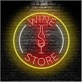 Avoltre für Neon-Partylichter Neonschild Weinladen Schild für Wein- und Spirituosenladen 38cmx38cm