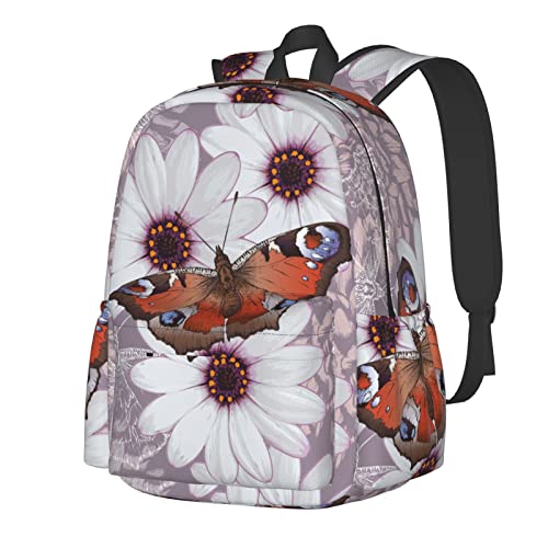 Sac à dos 17 pouces fleurs d'hibiscus pour ordinateur portable et grand sac d'école décontracté