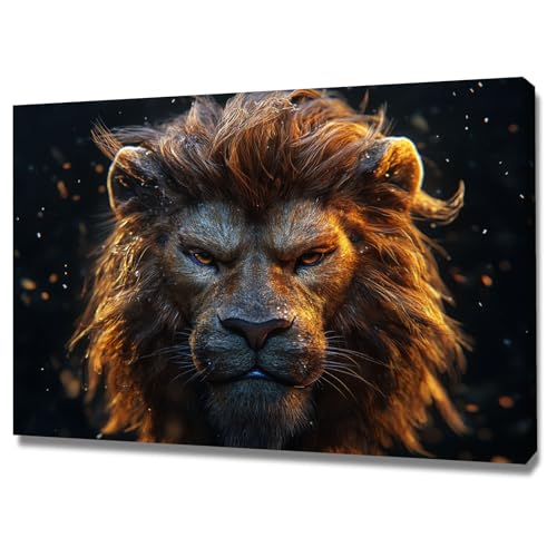 Tableau ombre des lions dans la crinière œuvre d'art sur toile encadrée de qualité supérieure