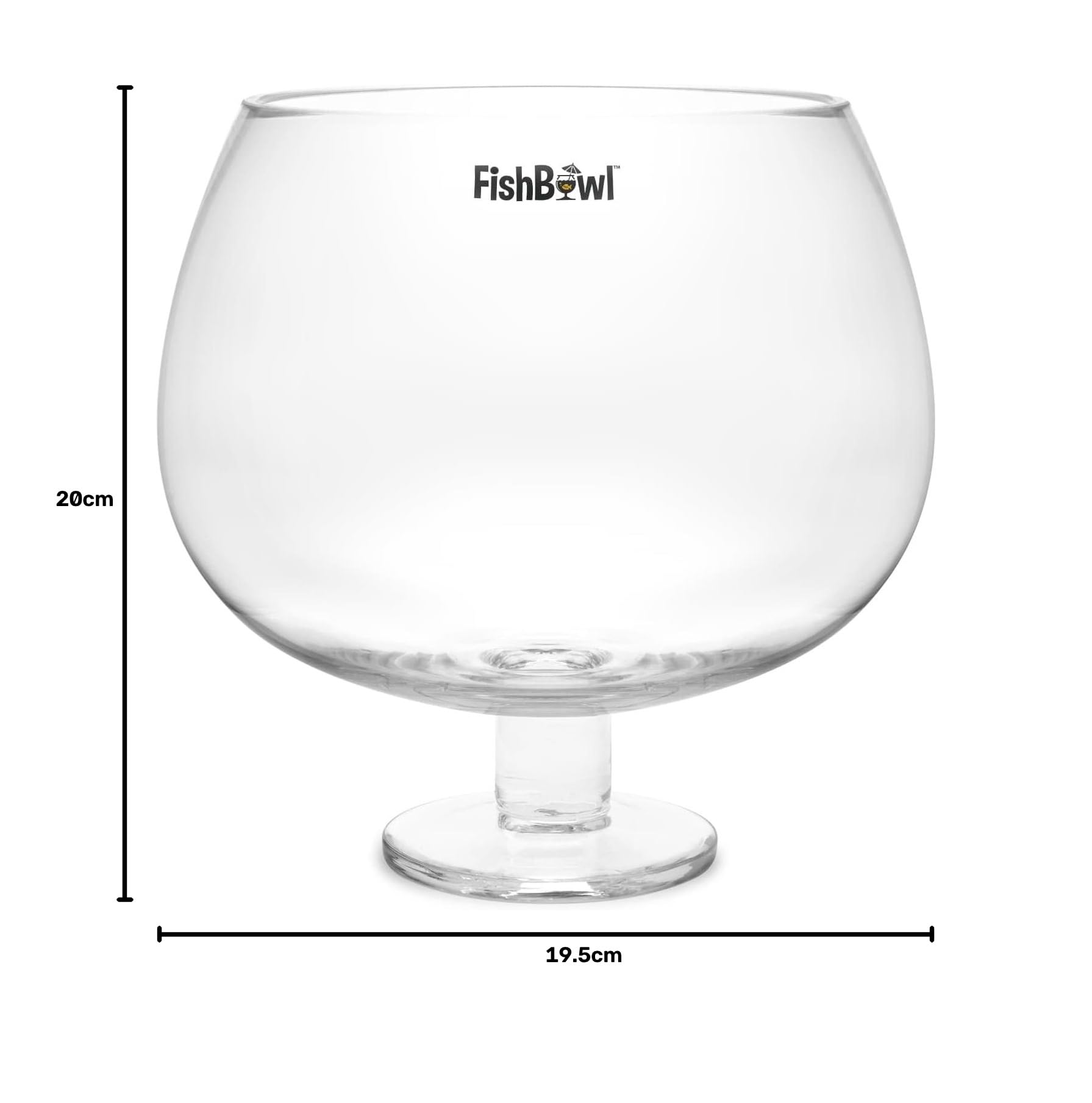 Fishbowl Verre à cocktail surdimensionné de 3L Jumbo, Fabriqué en verre Partage Bol à poisson géant Taille extra large 20cm Simple (3 litres)