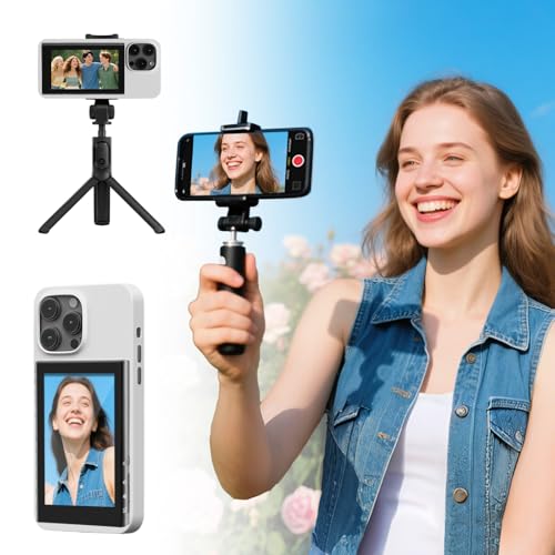 Vlog Selfie Monitor Schermo Magnetico 3.97', Wireless, 1080x1080, Registrazione 4K, USB-C, WiFi 2.4G, Compatibile con iPhone e Android, Camera Posteriore, Monitor per TikTok, YouTube, LiveStream, Nero
