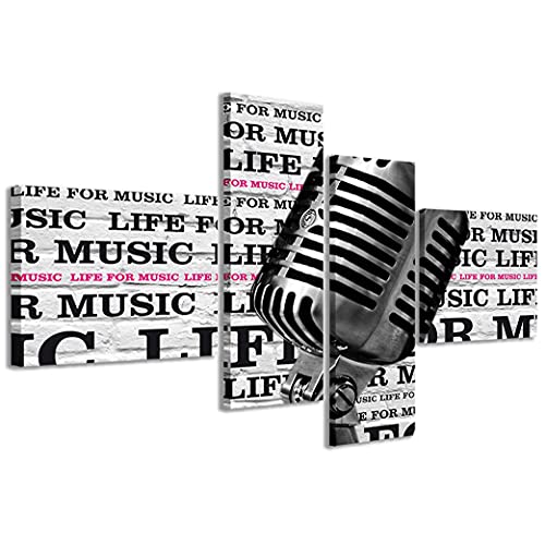 Stampe su Tela Cuadro sobre lienzo, Life for Music, impresión moderna en 4 paneles, listo para colgar, 200 x 100 cm Cover