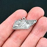 10 Tennessee Charms Antique Silver Tone State Charm - Charms Pendants DIY for Necklace Bracelet Jewelry Making