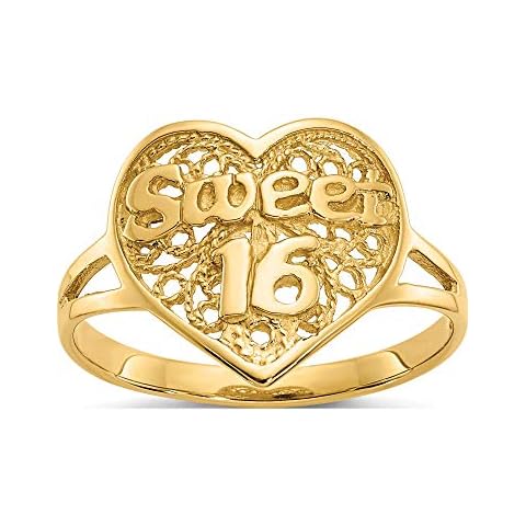 14K Yellow Gold Sweet 16 Heart Ring - Jewelry By Pea Cover