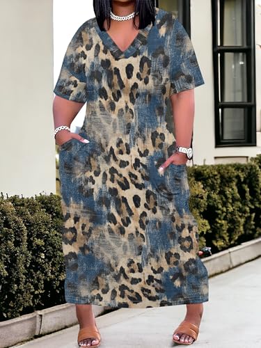 Image of SUZONANA Plus Size Dresses for Curvy Women African Print American Dress Summer Outfits Casual Loose with Pocket