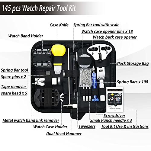 Watch Repair Kit, Gldcapa Professional Watch Battery Replacement Kit, Watch Repair Tools With Carrying Case, Watch Link Removal Tool Kit, Watch Case Opener, Watch Press Set With 60Pcs Watch Battery #TOP7