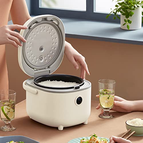 Bear Kuchenka do ryżu 3,5 filiżanki (niegotowana) z parowarem, wielofunkcyjna elektryczna mini przyrząd do gotowania ryżu 350 W, 6 funkcji gotowania ryżu dla 2-4 osób
