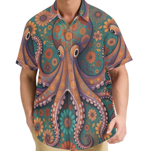 Chemise à manches courtes pour homme tissu respirant et anti-plis à motif fleurs
