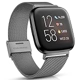 Maledan Compatible with Fitbit Versa Bands for Women Men, Adjustable Metal Band Stainless Steel...