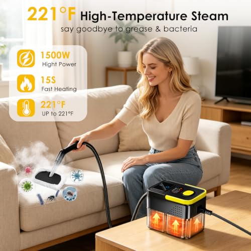 Image of Steam Cleaner,1.9Qt Pressurized Portable Handheld Steamer for Home Cleaning