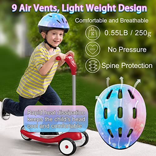 Fikomash Kids Helmet Adjustable Toddler Bike Helmet Pad Set For 3-5-8 Years Boys Girls With Knee And Elbow Pads Wrist Guards For Skateboard Skating Roller Skates Bicycle Protective Gear Set #TOP3
