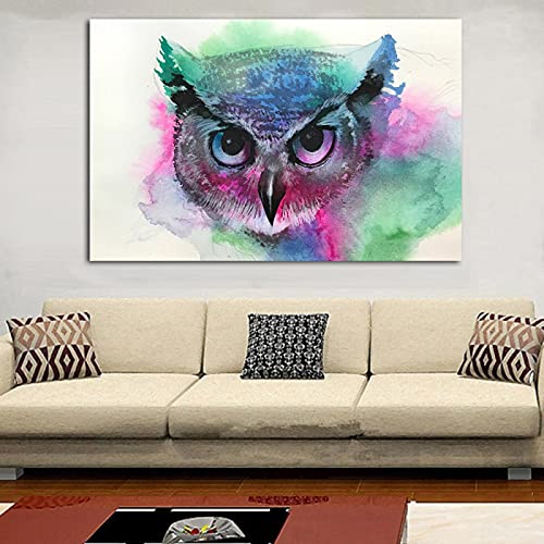 Impression sur toile hibou 40x60cm art mural bureau chambre
