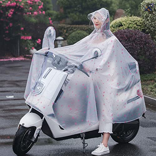 Raincoat,Electric Bike Raincoat,Cycling Raincoat Reusable Transparent PVC Jacket Capes Adult Cycling Moto Bike Mobile Scooter Cover with Lamp Shade (Snowflake Pink 4X Large)