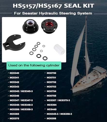 Image of HS5157 /HS5167 Hydraulic Cylinder Seal Kit with Pin Wrench - Compatible with Seastar Hydraulic Steering System HC5340, HC5341, HC5342, HC5343, HC5344, HC5345, HC5346, HC6754, HC6755