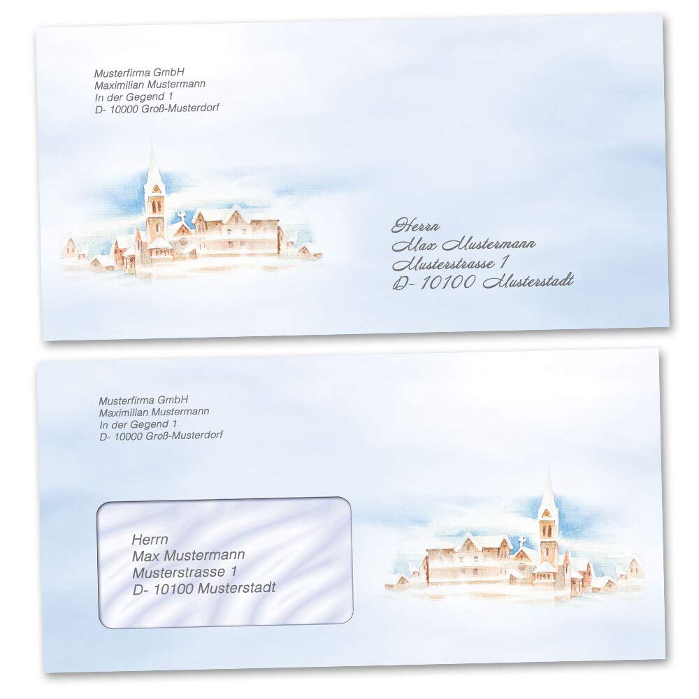 Briefumschläge Winterlandschaft – 10 Stück DIN C6 (162x114 Mm), Selbstklebend, Für Drucker & Handbeschriftung