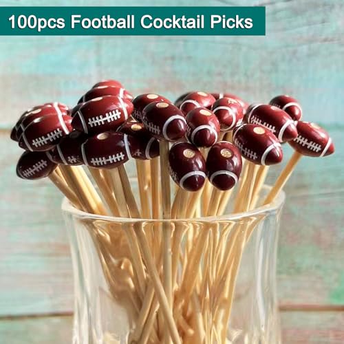 Football Picks, Football Cocktail Picks,100pcs 4.7inch Football Toothpicks for Appetizers, Fruit Sandwich Skewers Dessert Sticks for Rugby Ball Super Bowl League Sports Catered Events Party Supplies - Image 3