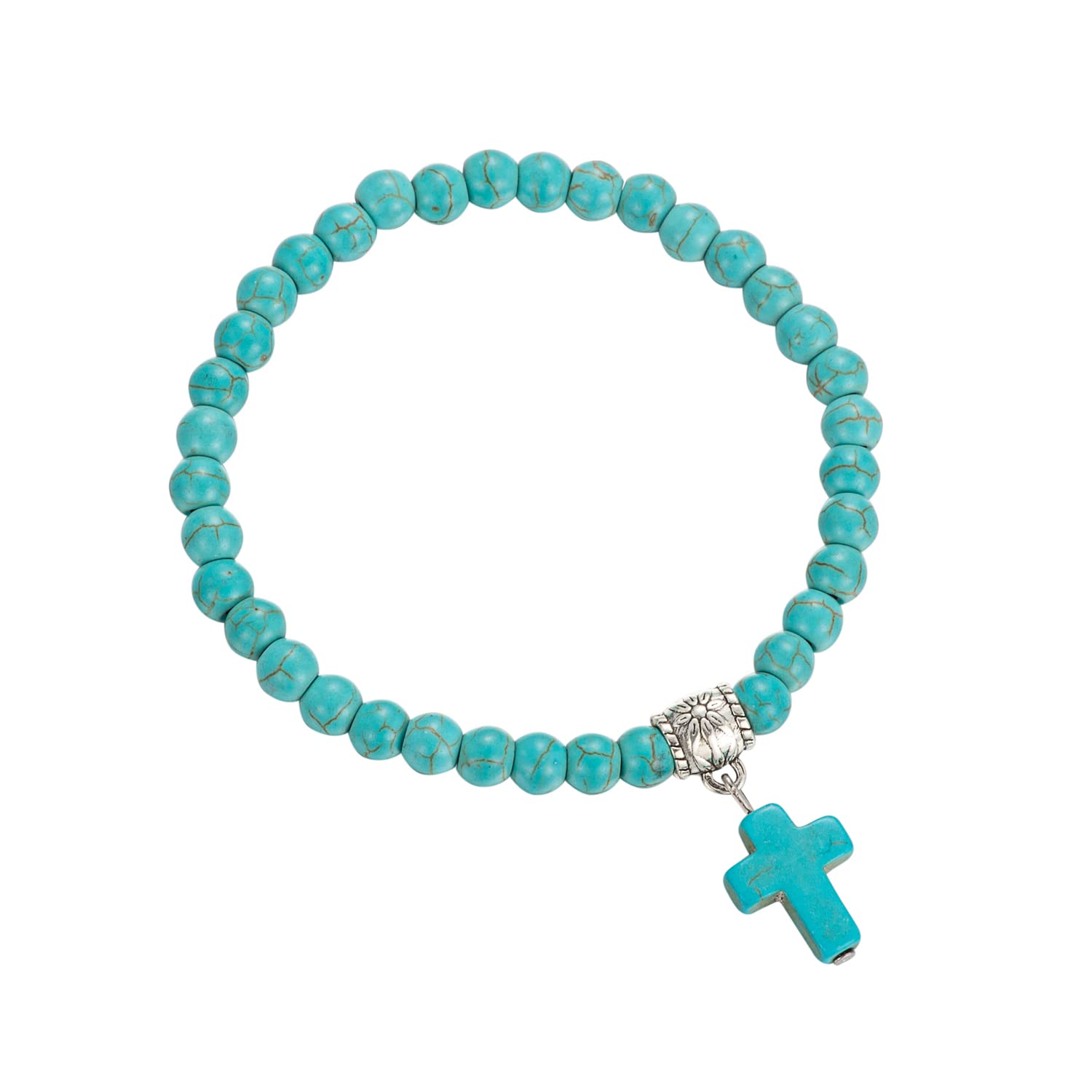 Softones 6mm Bead Cross Pendant Bracelet for Women Healing Stone Stretch Prayer Bracelet for Women,with Gift Box