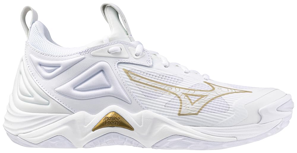 Mizuno Wave Momentum 3 Women's Volleyball Shoe, White-Gold, 7.5