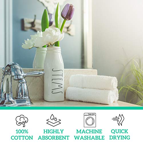 GREEN LIFESTYLE Washcloths 12" x 12" 50 Pack - 100% Cotton Wash Cloths, Bulk Washcloths, Face Towels Cotton, Soft Absorbent Bath Washcloths for Body, Face and Bathroom Use (White) by GREEN LIFESTYLE - Image 5