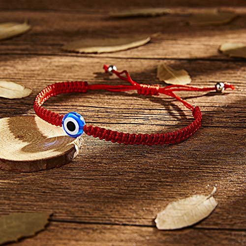 5-6 Pcs Evil Eye String Kabbalah Bracelets Hamsa Hand Hand-Woven Adjustable Red Rope Cord Thread Braided Bracelet Fatima Hand Ancient Friendship Charm Lucky Anklet For Women Girl Jewelry-1 Eye #TOP3